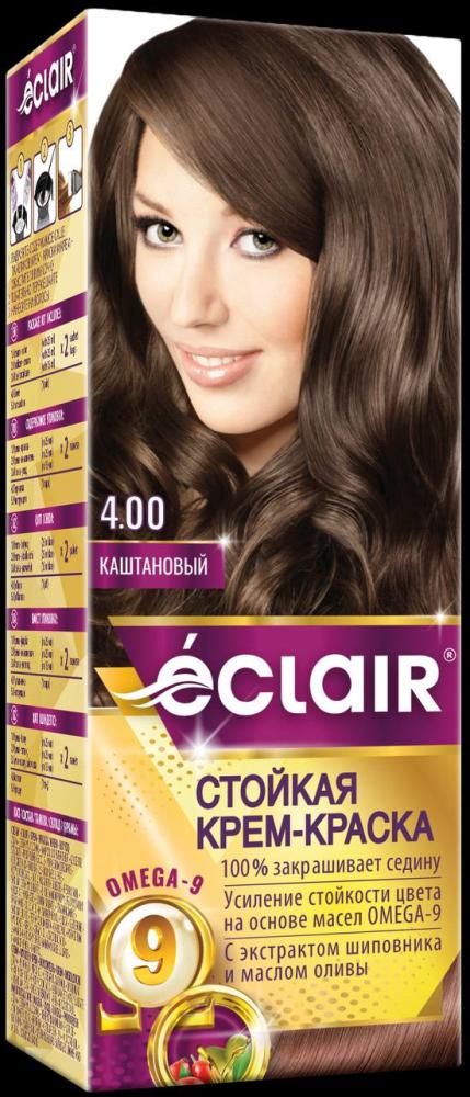 Уценка ÉCLAIR OMEGA 9 Стойкая крем-краска для волос тон 4.00 ( Каштановый / Medium Brown)
